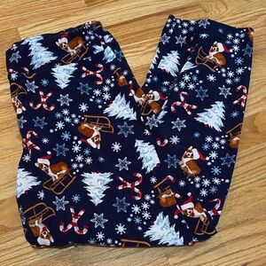 Navy Holiday Corgi or Dachshund leggings with Reindeer Print